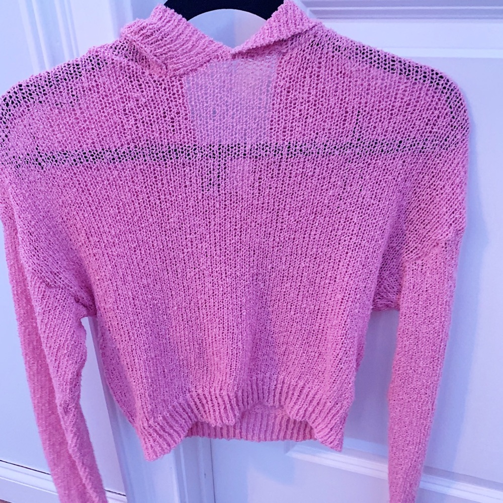 pink knit long sleeve sweater